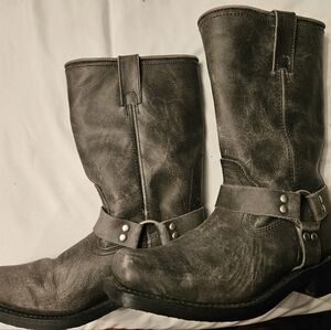 Masterson's Men's Gray Leather Harness Boots